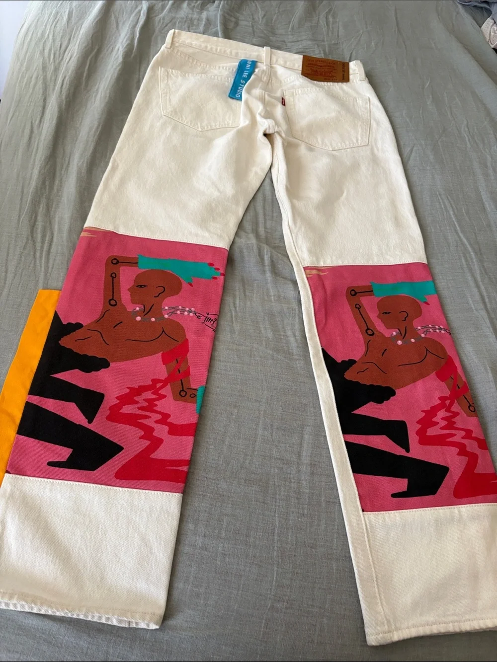 Levi's White Jeans with Multicolor Art Panels